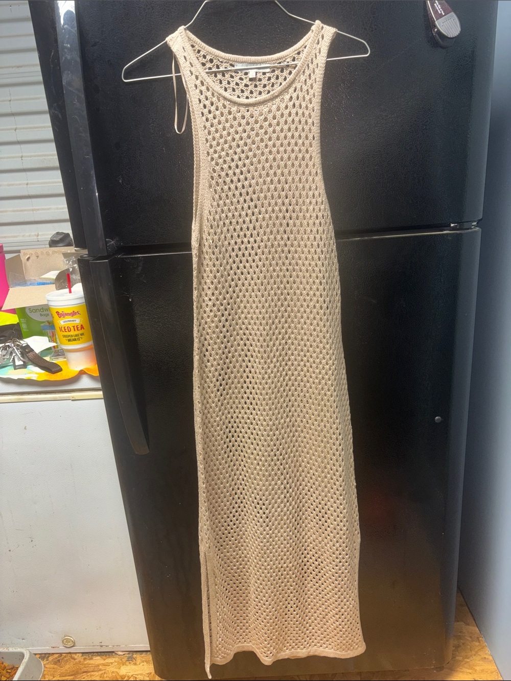 Love Tree Beige Open-Knit Maxi Dress
